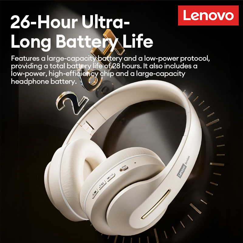 Anc Wireless Over Ear Headphones - Lenovo Bluetooth 6.0 オーバーイヤーヘッドセット 低遅延音楽有線/ワイヤレスヘッドフォン ノイズリダクション