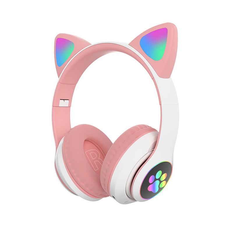 Cat Ear Bluetooth Headset Led - かわいい猫耳ヘッドフォン Bluetooth ワイヤレスゲーミングヘッドセット 点滅 LED ライト付き
