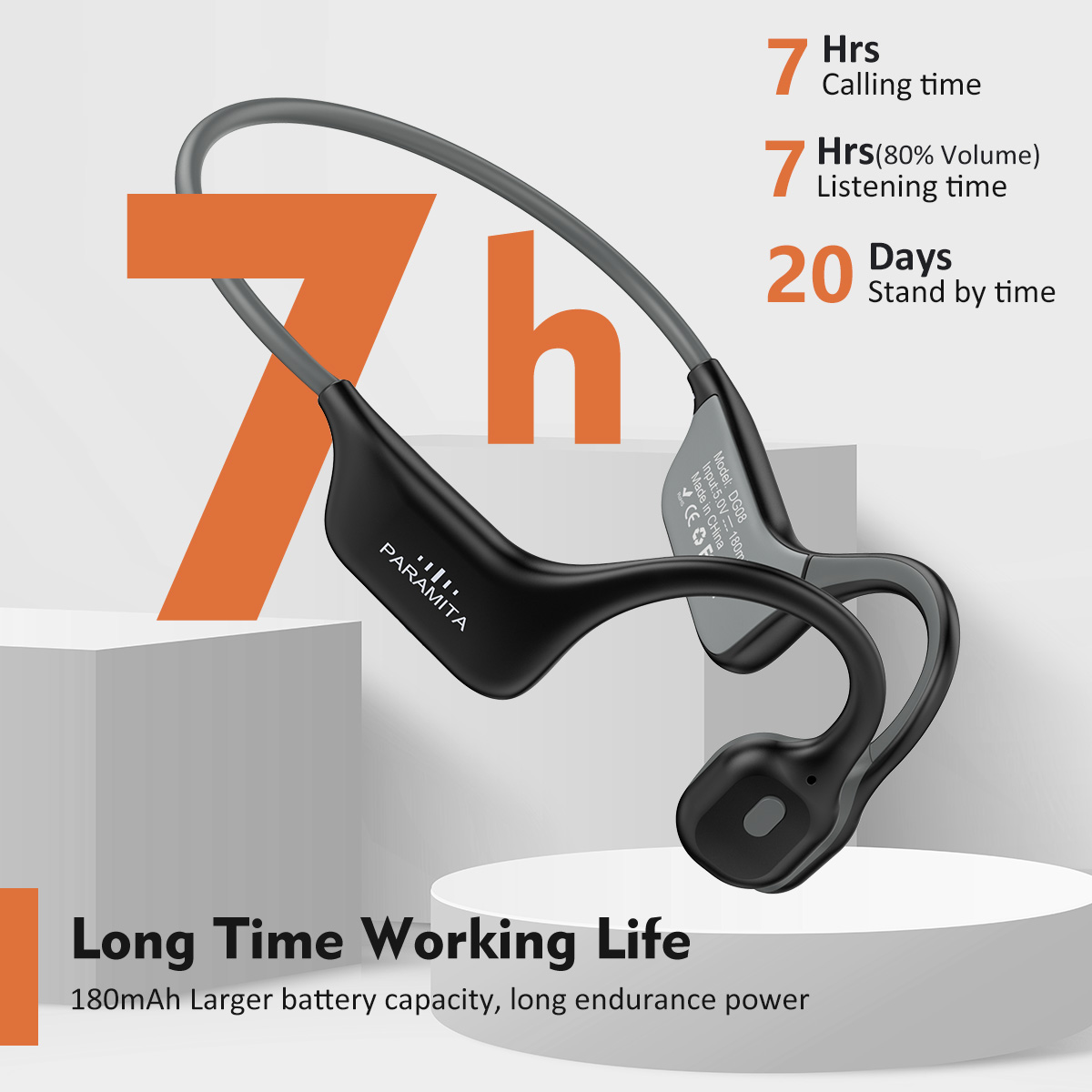 Bone Conduction Running Headphones - 2024 クラシック DG08 骨伝導ヘッドフォン ワイヤレス Bluetooth