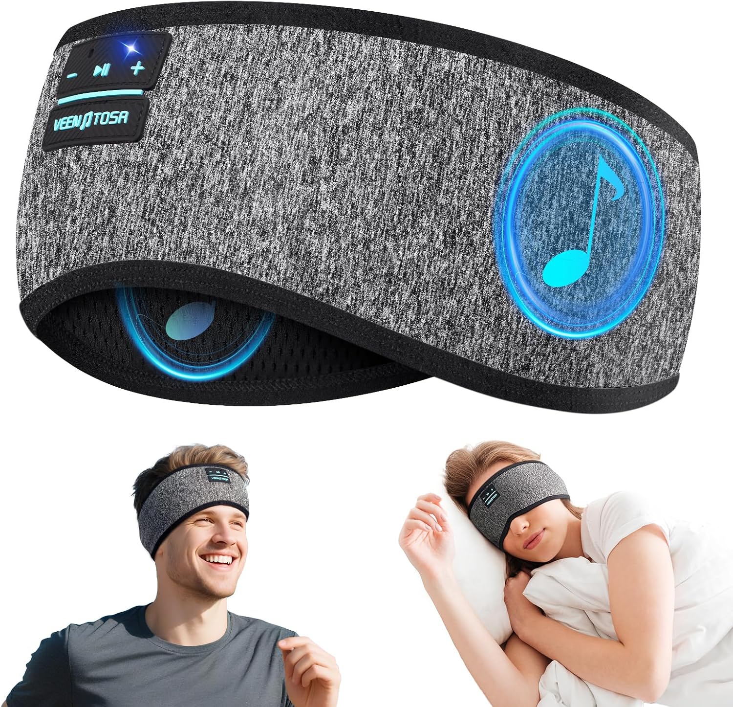 Sleep Mask Headphones Bluetooth - Bluetoothイヤホン スポーツ用 横向き寝対応 ヘッドバンド型 伸縮性 ワイヤレスヘッドホン