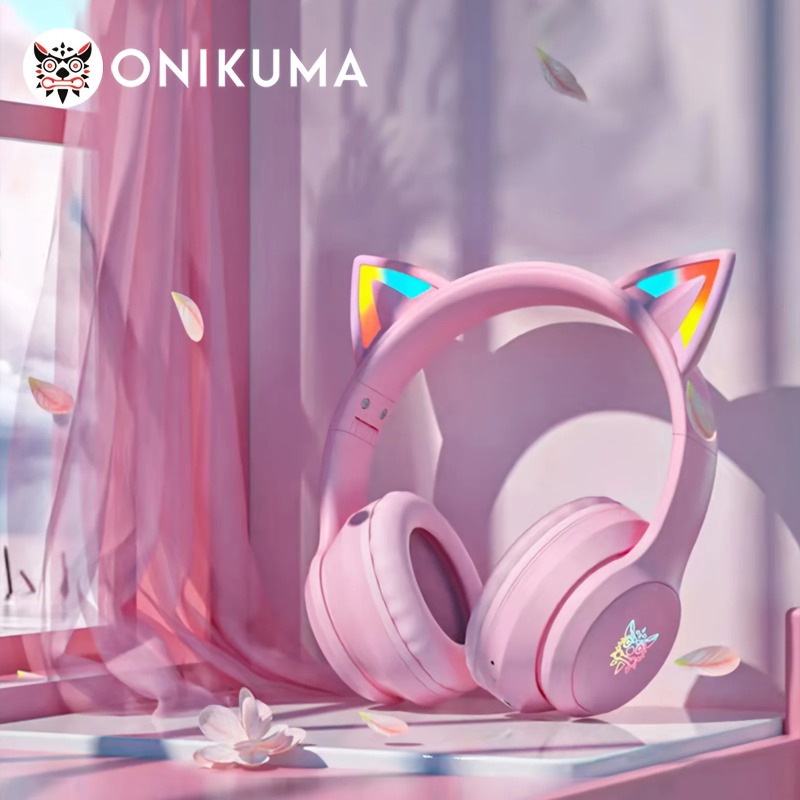 Onikuma B90 ピンク猫耳ゲーミングヘッドセット R - Gaming Headset With Mic Rgb のレビューと価格