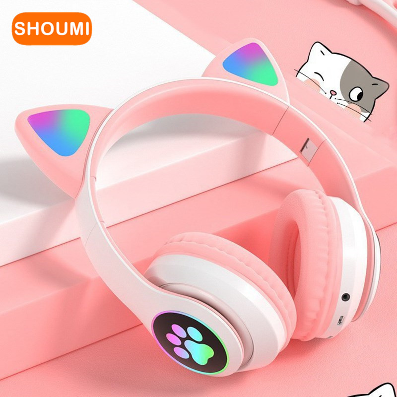 音楽ヘッドホン,Bluetoothに点滅する猫の耳,マイク付 - Cat Ear Bluetooth Headset Led のレビューと価格
