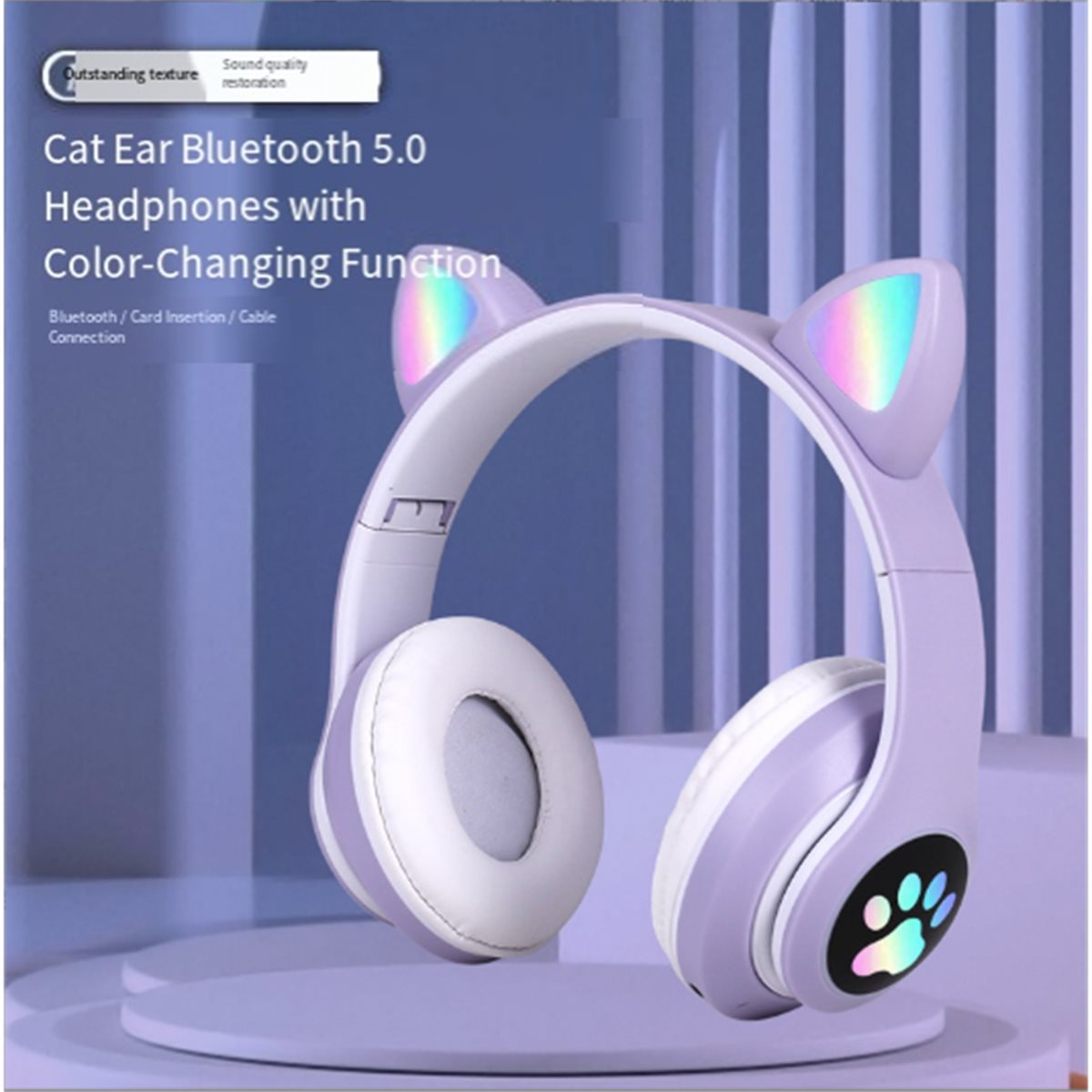 DT90 新しいキュートな猫耳Bluetooth対応ヘッドセ - Cat Ear Bluetooth Headset Led のレビューと価格
