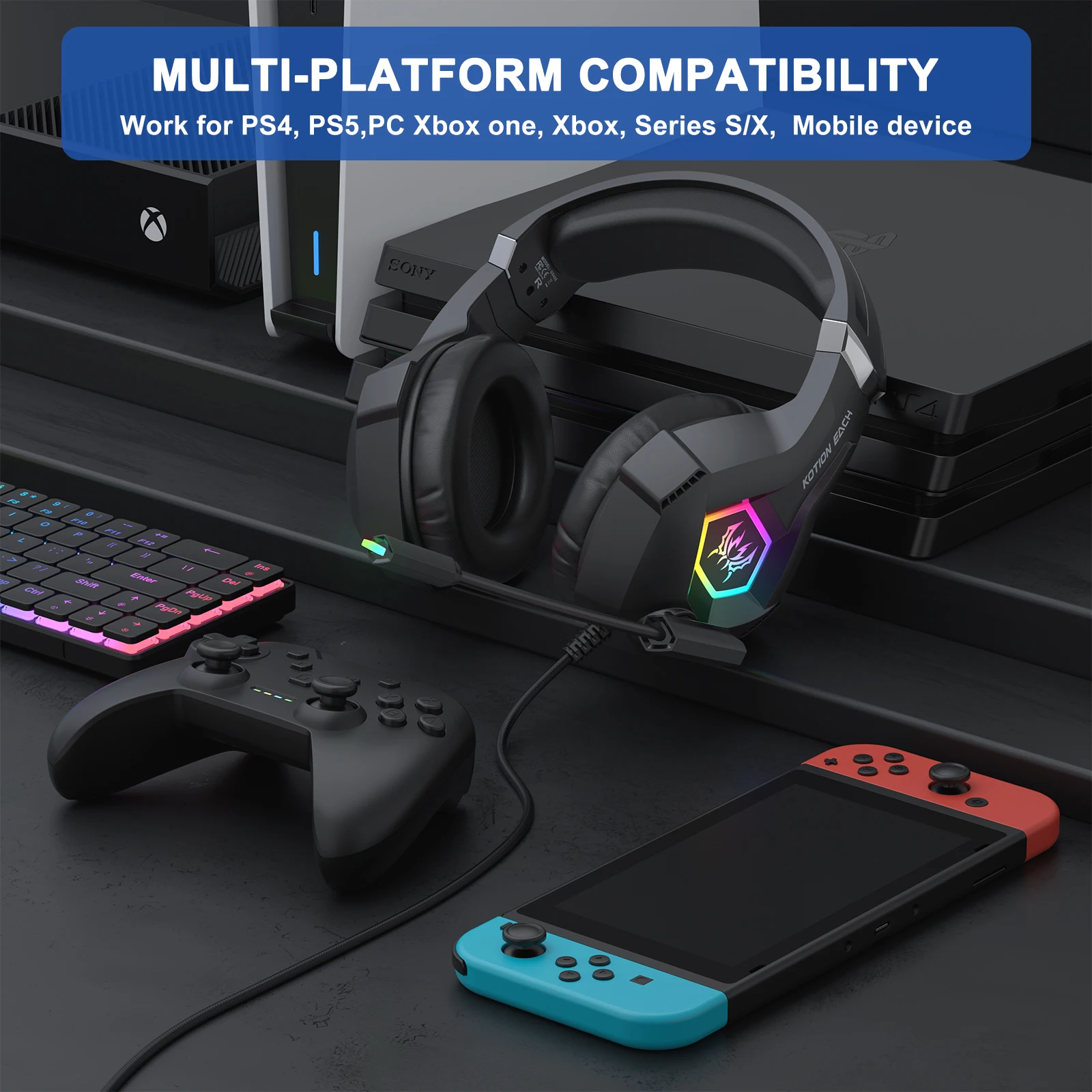 7.1サラウンドサウンド、ノイズキャンセリングマイク、RGB - Gaming Headset With Mic Rgb のレビューと価格