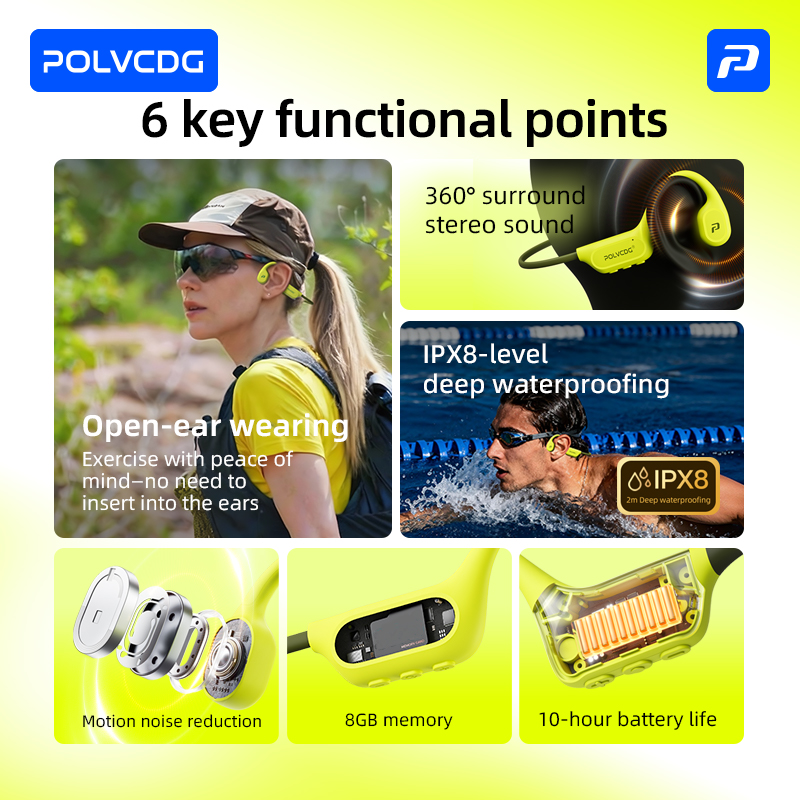 POLVCDG 8Gメモリ骨伝導スポーツ水泳用ヘッドホン I - Bone Conduction Running Headphones のレビューと価格